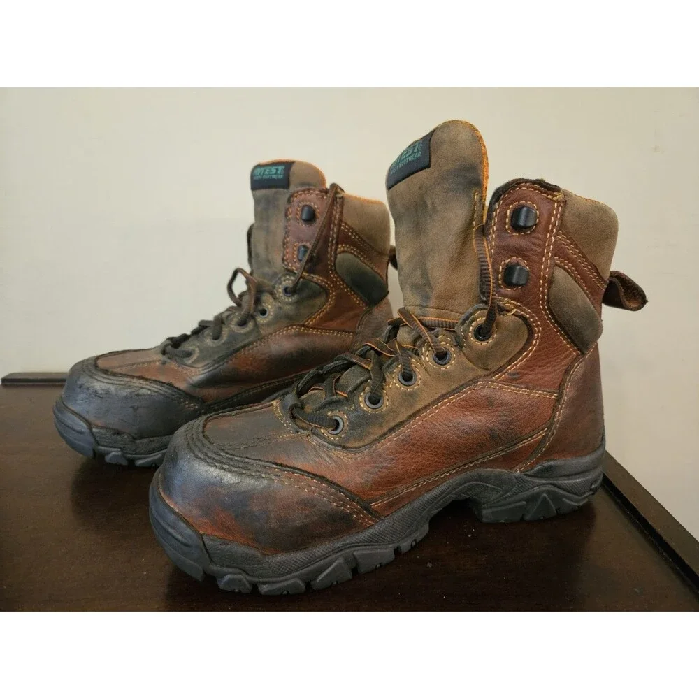 Hytest Apex Mens Size 6 Womens 7.5 Boots Brown Leather Composite Toe Waterproof